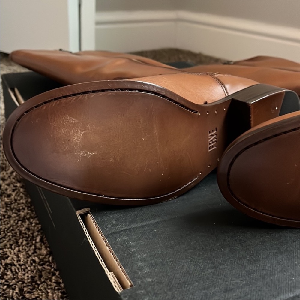 Frye Marissa Medallion Cognac Leather Riding Boot, new in box - Picture 5 of 8